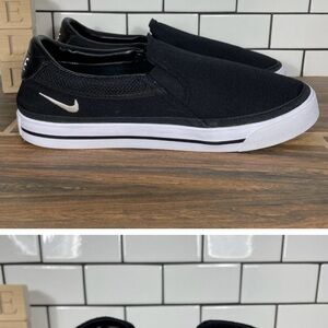 Nike Court Legacy Slip Mens Size 9.5 Shoes Black Canvas Casual Sneakers